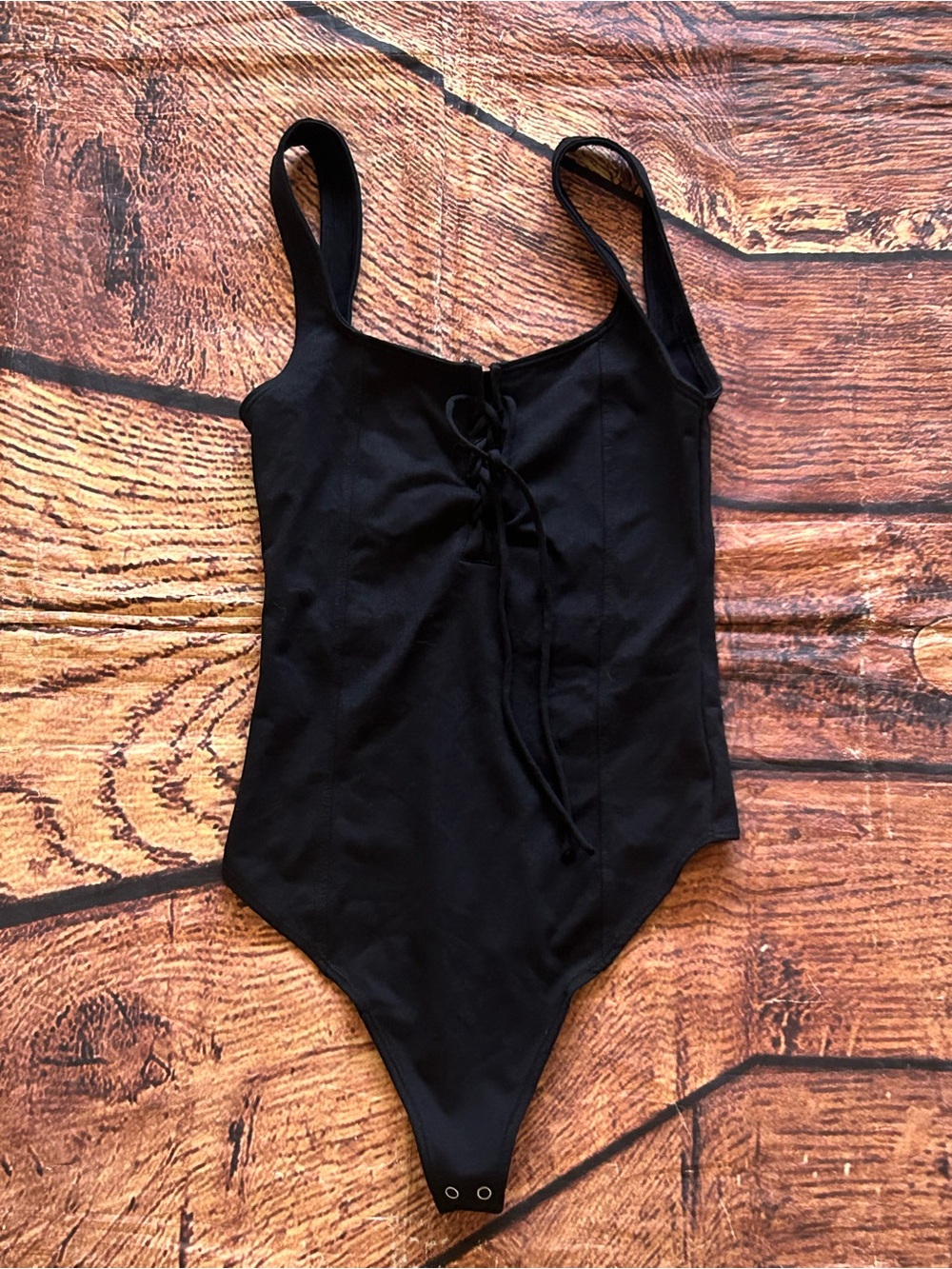 Abercrombie Lace Up Corset Style Bodysuit‎ Black Size XS